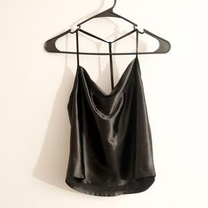 Silky, black, satin blouse